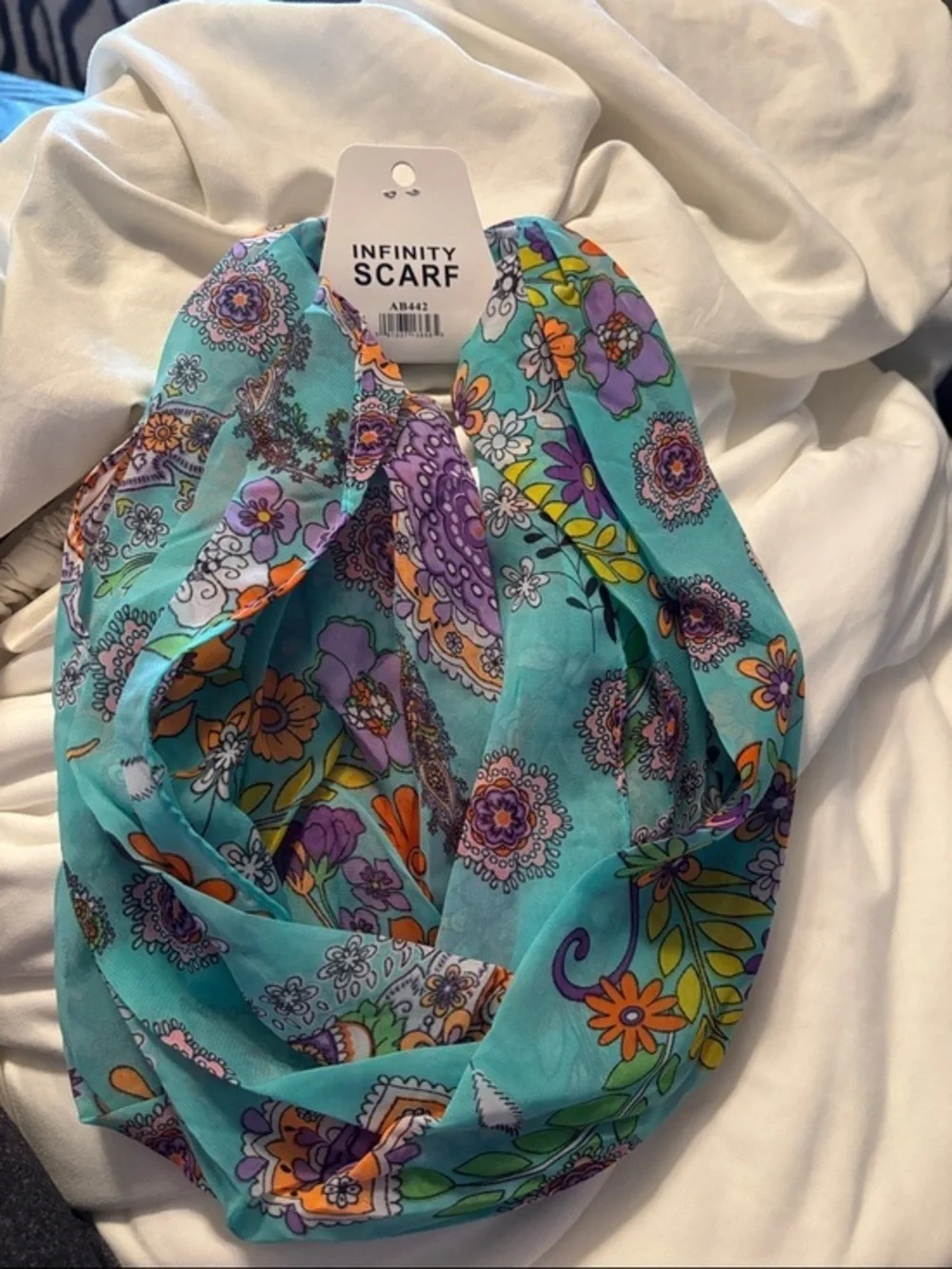 Infinity Scarf - multi color  Floral Print viscose Premium loop silhouette